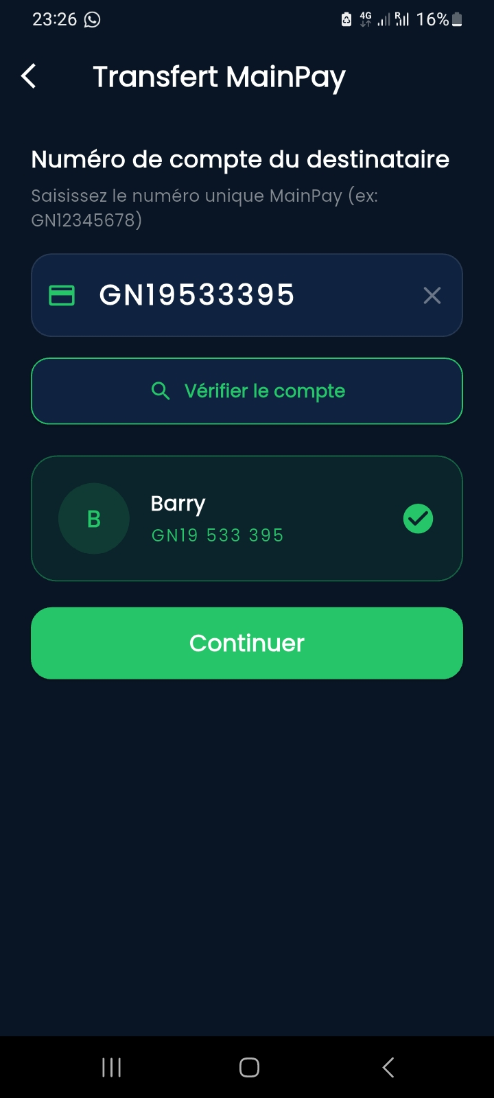 Transfert MainPay